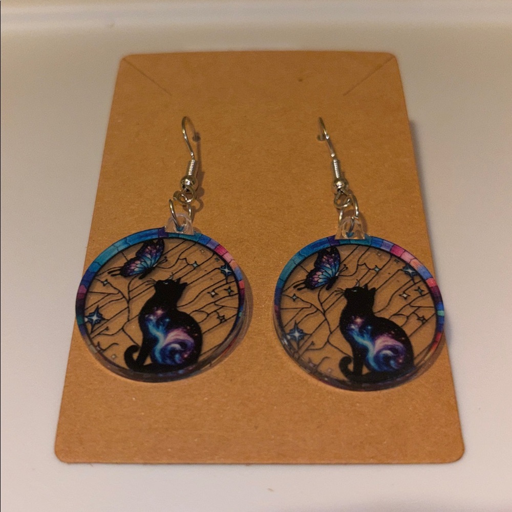 Fashion Jewelry Colorful Cat and Butterfly Earrings